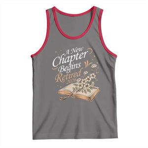 A New Chapter Begins Retired 2026 Tank Top Retired Teacher Floral Book TS11 Deep Heather Red Print Your Wear