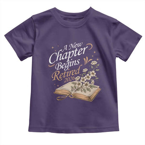 A New Chapter Begins Retired 2026 Toddler T Shirt Retired Teacher Floral Book TS11 Purple Print Your Wear