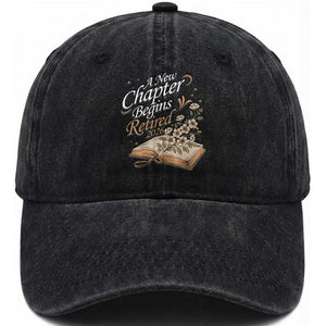 A New Chapter Begins Retired 2026 Washed Cotton Baseball Cap Retired Teacher Floral Book
