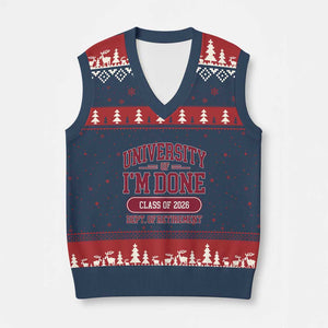 University Of I'm Done Class Of 2026 V-Neck Knit Sweater Vest Retired Teacher Retirement 2026 TS11 Navy Red Print Your Wear