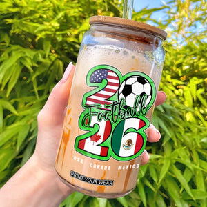 Soccer Football Lover Glass Can USA Canada Mexico Pride 26 TS11 Black Print Your Wear