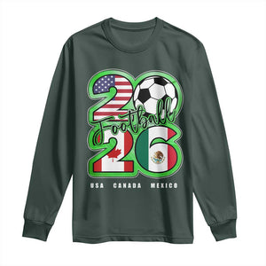 Soccer Football Lover Long Sleeve Shirt USA Canada Mexico Pride 26 TS11 Dark Forest Green Print Your Wear