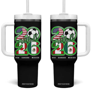 Soccer Football Lover Tumbler With Handle USA Canada Mexico Pride 26 TS11 One Size: 40 oz Black Print Your Wear