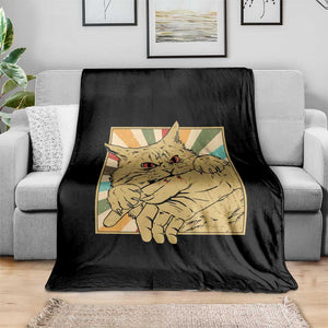 Funny Cat Bite Horror Anime Crazy Kitten Japanese Throw Blanket TS11 Print Your Wear