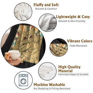 Funny Cat Bite Horror Anime Crazy Kitten Japanese Throw Blanket TS11 Print Your Wear