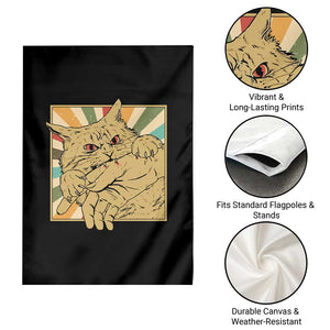 Funny Cat Bite Horror Anime Crazy Kitten Japanese Garden Flag TS11 Print Your Wear