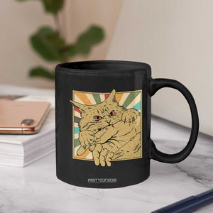 Funny Cat Bite Horror Anime Crazy Kitten Japanese Coffee Mug TS11 Print Your Wear