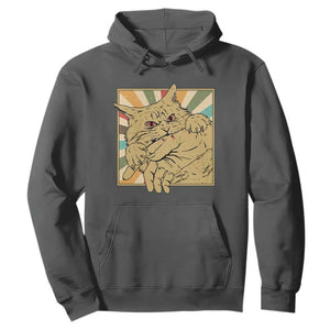 Funny Cat Bite Horror Anime Crazy Kitten Japanese Hoodie TS11 Dark Heather Print Your Wear
