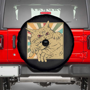 Funny Cat Bite Horror Anime Crazy Kitten Japanese Spare Tire Cover TS11 Black Print Your Wear