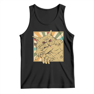 Funny Cat Bite Horror Anime Crazy Kitten Japanese Tank Top TS11 Black Print Your Wear