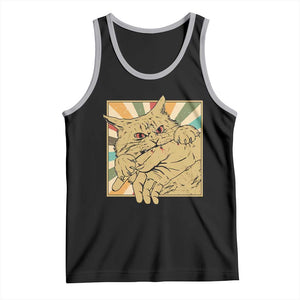 Funny Cat Bite Horror Anime Crazy Kitten Japanese Tank Top TS11 Black Athletic Heather Print Your Wear