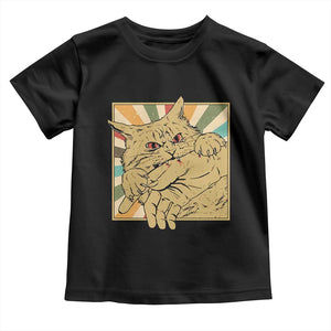 Funny Cat Bite Horror Anime Crazy Kitten Japanese Toddler T Shirt TS11 Black Print Your Wear