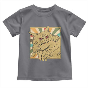 Funny Cat Bite Horror Anime Crazy Kitten Japanese Toddler T Shirt TS11 Charcoal Print Your Wear