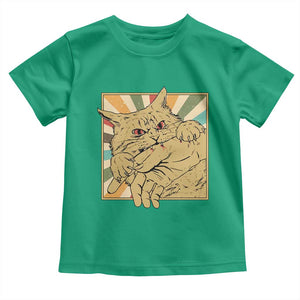 Funny Cat Bite Horror Anime Crazy Kitten Japanese Toddler T Shirt TS11 Irish Green Print Your Wear