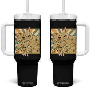 Funny Cat Bite Horror Anime Crazy Kitten Japanese Tumbler With Handle TS11 One Size: 40 oz Black Print Your Wear