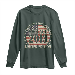 13th Birthday 2026 Long Sleeve Shirt Vintage 2013 Limited Edition 13 Years Of Being Awesome TS11 Dark Forest Green Print Your Wear