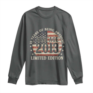 13th Birthday 2026 Long Sleeve Shirt Vintage 2013 Limited Edition 13 Years Of Being Awesome TS11 Dark Heather Print Your Wear