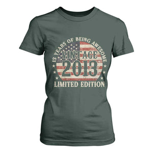 13th Birthday 2026 T Shirt For Women Vintage 2013 Limited Edition 13 Years Of Being Awesome TS11 Dark Forest Green Print Your Wear