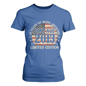 13th Birthday 2026 T Shirt For Women Vintage 2013 Limited Edition 13 Years Of Being Awesome TS11 Royal Blue Print Your Wear