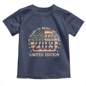13th Birthday 2026 Toddler T Shirt Vintage 2013 Limited Edition 13 Years Of Being Awesome TS11 Navy Print Your Wear