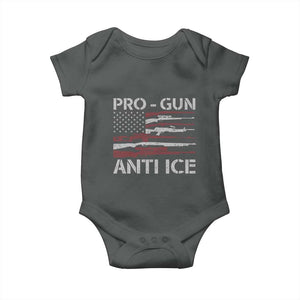 Pro Gun Anti Ice Baby Onesie Vintage American Flag 2nd Amendment Support TS11 Dark Heather Print Your Wear