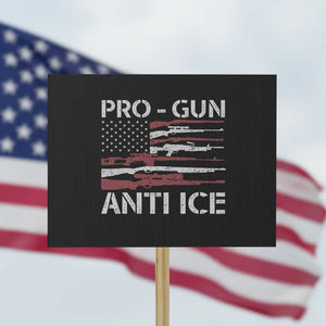 Pro Gun Anti Ice Protest Sign Vintage American Flag 2nd Amendment Support TS11 Horizontal 18" × 24" Black Print Your Wear
