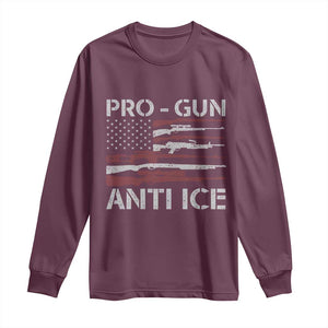 Pro Gun Anti Ice Long Sleeve Shirt Vintage American Flag 2nd Amendment Support TS11 Maroon Print Your Wear