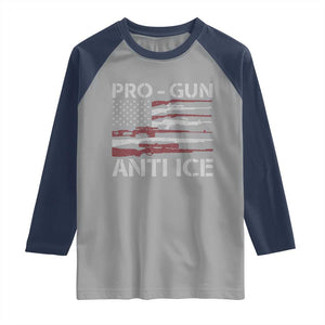 Pro Gun Anti Ice Raglan Shirt Vintage American Flag 2nd Amendment Support TS11 Sport Gray Navy Print Your Wear