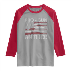 Pro Gun Anti Ice Raglan Shirt Vintage American Flag 2nd Amendment Support TS11 Sport Gray Red Print Your Wear