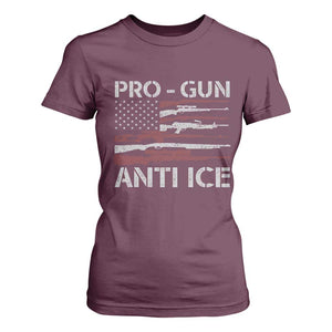 Pro Gun Anti Ice T Shirt For Women Vintage American Flag 2nd Amendment Support TS11 Maroon Print Your Wear