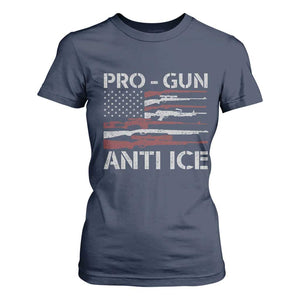 Pro Gun Anti Ice T Shirt For Women Vintage American Flag 2nd Amendment Support TS11 Navy Print Your Wear
