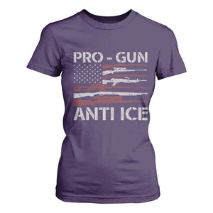 Pro Gun Anti Ice T Shirt For Women Vintage American Flag 2nd Amendment Support TS11 Purple Print Your Wear