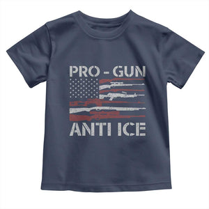 Pro Gun Anti Ice Toddler T Shirt Vintage American Flag 2nd Amendment Support TS11 Navy Print Your Wear