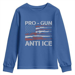 Pro Gun Anti Ice Youth Sweatshirt Vintage American Flag 2nd Amendment Support TS11 Royal Blue Print Your Wear
