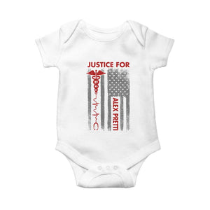Justice For Alex Pretti Baby Onesie Minneapolis Tribute 2026 ICU Nurse American Flag TS11 White Print Your Wear