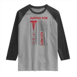 Justice For Alex Pretti Raglan Shirt Minneapolis Tribute 2026 ICU Nurse American Flag TS11 Sport Gray Black Print Your Wear