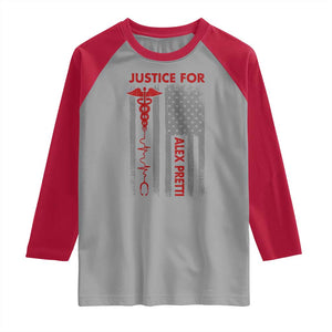 Justice For Alex Pretti Raglan Shirt Minneapolis Tribute 2026 ICU Nurse American Flag TS11 Sport Gray Red Print Your Wear