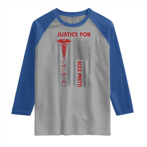 Justice For Alex Pretti Raglan Shirt Minneapolis Tribute 2026 ICU Nurse American Flag TS11 Sport Gray Royal Print Your Wear
