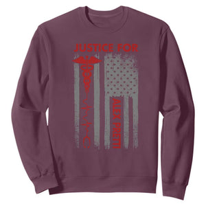 Justice For Alex Pretti Sweatshirt Minneapolis Tribute 2026 ICU Nurse American Flag TS11 Maroon Print Your Wear