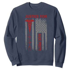 Justice For Alex Pretti Sweatshirt Minneapolis Tribute 2026 ICU Nurse American Flag TS11 Navy Print Your Wear
