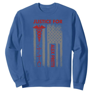 Justice For Alex Pretti Sweatshirt Minneapolis Tribute 2026 ICU Nurse American Flag TS11 Royal Blue Print Your Wear