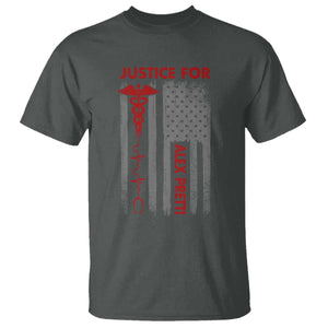 Justice For Alex Pretti T Shirt Minneapolis Tribute 2026 ICU Nurse American Flag TS11 Dark Heather Print Your Wear