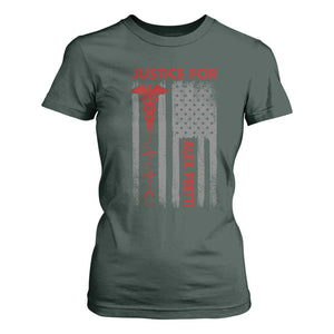 Justice For Alex Pretti T Shirt For Women Minneapolis Tribute 2026 ICU Nurse American Flag TS11 Dark Forest Green Print Your Wear