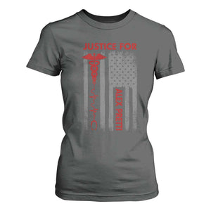 Justice For Alex Pretti T Shirt For Women Minneapolis Tribute 2026 ICU Nurse American Flag TS11 Dark Heather Print Your Wear