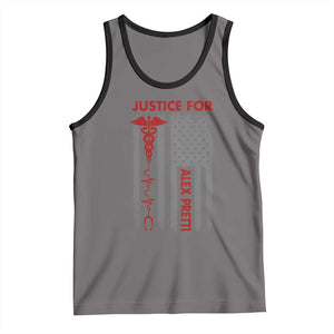 Justice For Alex Pretti Tank Top Minneapolis Tribute 2026 ICU Nurse American Flag TS11 Deep Heather Black Print Your Wear