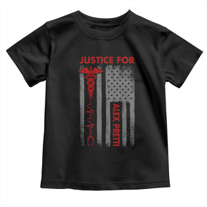 Justice For Alex Pretti Toddler T Shirt Minneapolis Tribute 2026 ICU Nurse American Flag TS11 Black Print Your Wear