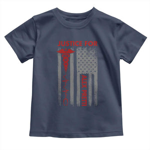 Justice For Alex Pretti Toddler T Shirt Minneapolis Tribute 2026 ICU Nurse American Flag TS11 Navy Print Your Wear