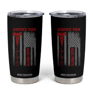 Justice For Alex Pretti Tumbler Cup Minneapolis Tribute 2026 ICU Nurse American Flag TS11 Black Print Your Wear