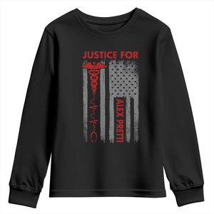 Justice For Alex Pretti Youth Sweatshirt Minneapolis Tribute 2026 ICU Nurse American Flag TS11 Black Print Your Wear