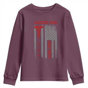 Justice For Alex Pretti Youth Sweatshirt Minneapolis Tribute 2026 ICU Nurse American Flag TS11 Maroon Print Your Wear